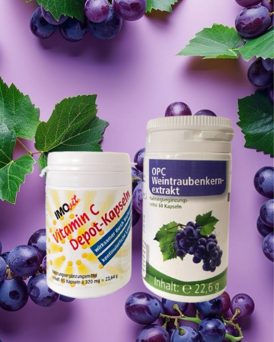 Vitamin C Depot Kapseln und OPC Weintraubenkernextrakt Kapseln