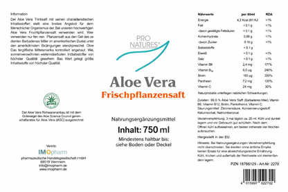 Aloe Vera Frischflanzensaft 99,6 % 750 ml