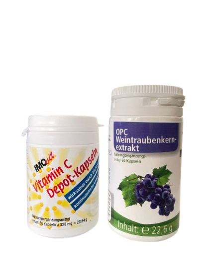 Vitamin C Depot Kapseln und OPC Weintraubenkernextrakt Kapseln
